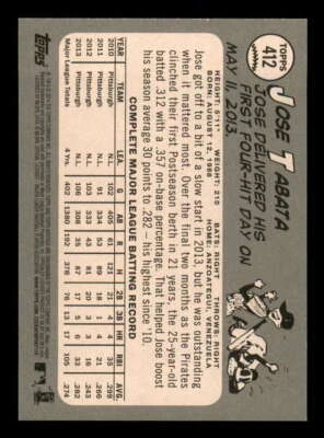 2014 Topps Heritage Venezuelan Grey/Black Back 1:444 #412 Jose Tabata SSP - Image 1 of 2