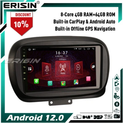 64GB 8-Kern Android 12 Carplay DAB+Autoradio GPS für Fiat 500X wifi IPS DSP DVR - Bild 1 von 4