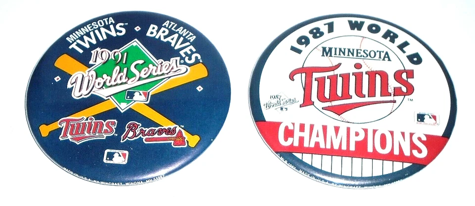 Vintage Minnesota Twins 1987 & 1991 Wincraft World Series  Buttons - Image 1 of 1