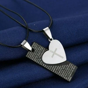 Collana 2in1 per Fidanzati Coppia Cuore Amore Uomo e Donna in Acciaio + Omaggio - Foto 1 di 5