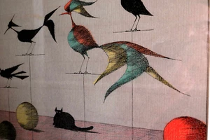 Paul Flora "Katze und Vögel" handsigniert - Bild 1 von 8