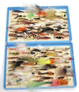 6" Fox box plastic fly box with a select of 112 Nymphs gold heads etc (35) - Picture 1 of 7
