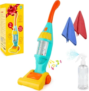 Kids Vacuum Cleaner Toy Set, Toy Vacuum Cleaner with Light Realistic Sounds & Wh - Picture 1 of 6
