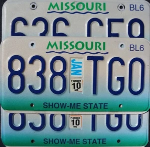 MISSOURI LICENSE PLATES - Show-Me State License Plate Tags Random # - Picture 1 of 3