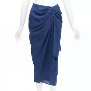 THIERRY MUGLER Vintage blue lightweight drape wrap waist button skirt IT63-90 S - Picture 1 of 9