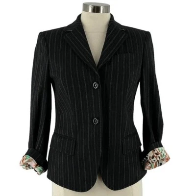 Blazer Missoni Negro Blanco Lana a Rayas Dos Botones Forro en Contraste Blazer US6 Foto 1 de 4