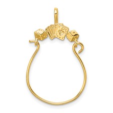 14K Yellow Gold Cards Dice Necklace Charm Pendant Holder