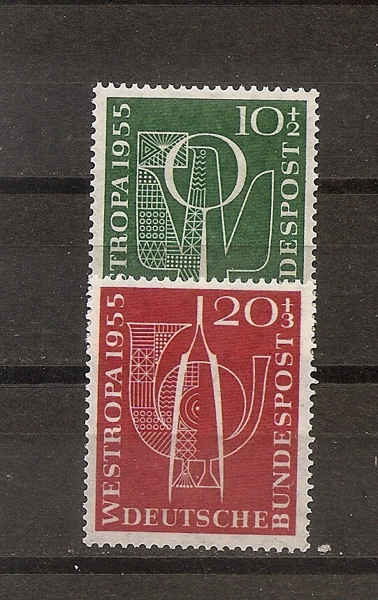 GERMANY WESTROPA Stamp Expo 1955 Set of 2 Scott B42-43 Michel 417-8 MNH - Image 1 of 1