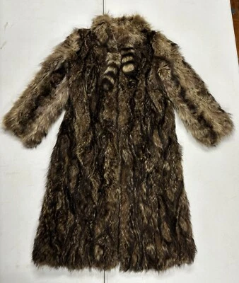 Women’s Vintage Custom Raccoon Fur Full Length Trench Winter Coat (See Photos) - Image 1 of 4
