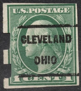 Sn:US #408 1912 1c US STAMP 1912-1922 Regular Issue precancel CLEVELAND OHIO - Picture 1 of 2