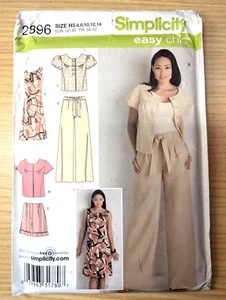 Simplicity 2896 H5 Sz 6-14 Miss Dress Pants Jacket Shorts Tie Belt Stylish Uncut - Picture 1 of 3