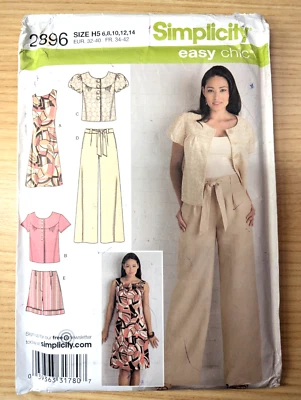 Simplicity 2896 H5 Sz 6-14 Miss Dress Pants Jacket Shorts Tie Belt Stylish Uncut - Image 1 of 3