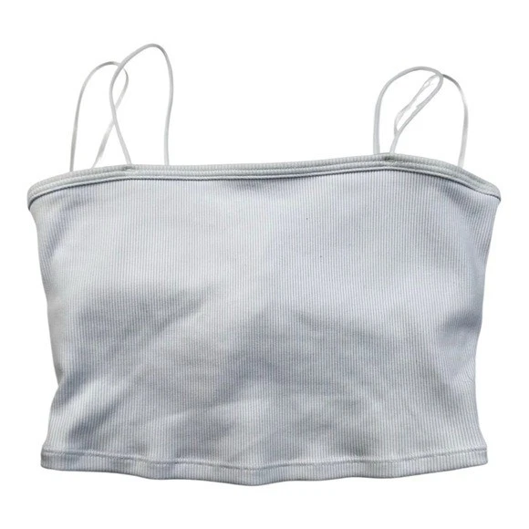 Top Alo Yoga Para Mujer Pequeño Blanco Diosa Acanalado Bandeau Rendimiento Gimnasio con Almohadilla Foto 1 de 4