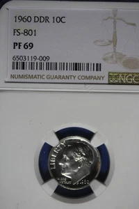 1960 DDR NGC 10C FS-801 PF69 ROOSEVELT DIME #B51325 - Picture 1 of 2