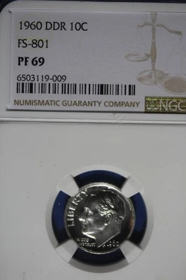 1960 DDR NGC 10C FS-801 PF69 ROOSEVELT DIME #B51325 - Image 1 of 2