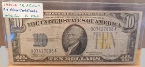 $10.00 1934 A NORTH AFRICA TEN DOLLAR gold SILVER CERTIFICATE YELLOW SEAL FR2309 - Picture 1 of 3