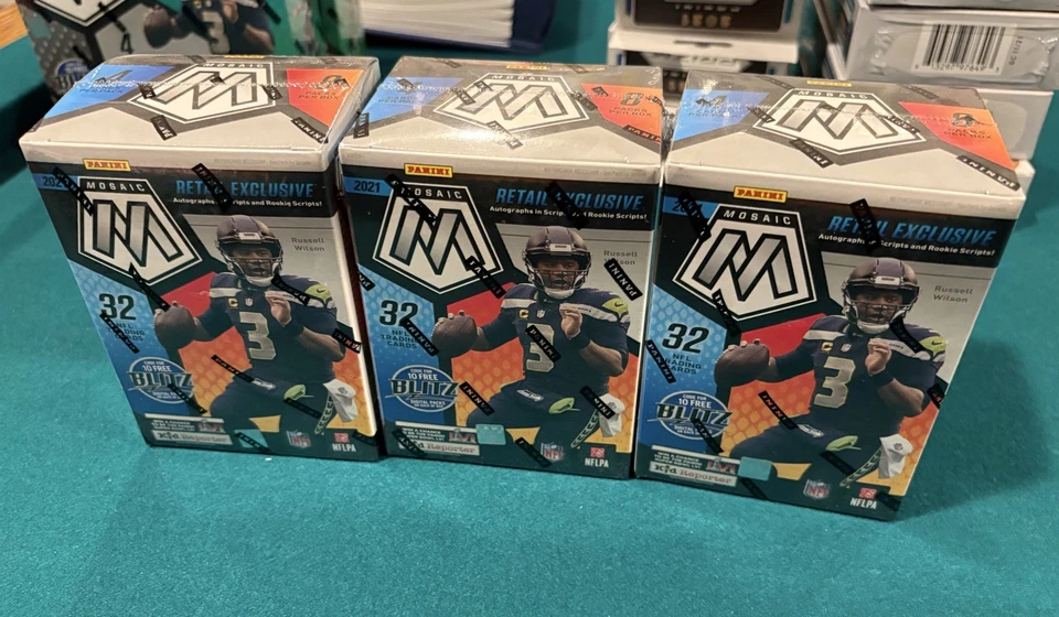 2021 Panini Mosaic NFL Football Blaster Boxes LOT OF 3.   - Image 1 of 1