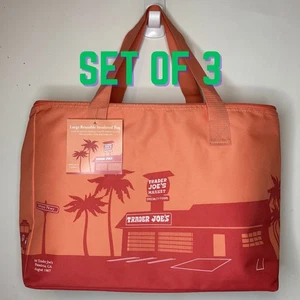 Juego de 3 — Bolso de Mano Grande Reutilizable Aislado Refrigerador Trader Joe’s — Naranja Melocotón - Imagen 1 de 13