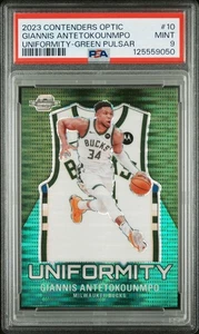 2023 Contenders Optic Giannis Antetokounmpo Uniformidad Pulsar Verde/25 PSA 9🔥 - Imagen 1 de 2