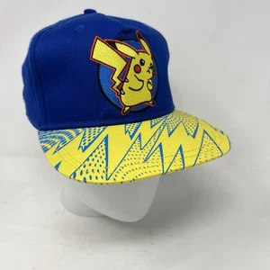 NEU Jugend 2016 Pokemon Pikachu Druckknopflasche Mütze Kappe Einheitsgröße blau gelb - Retro - Bild 1 von 7