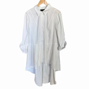 Lane Bryant Damen weiß Langarm extrem High-Low Popeline Saum Tunika Top 20 - Bild 1 von 13