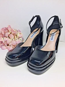 Zapatos de salón Steve Madden para mujer talla 6,5 M charol negro plataforma correa para el tobillo - Imagen 1 de 10