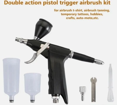 Airbrush Compressor Dual Action Trigger Control Spray Gun Air Brush Tattoo Paint - Image 1 of 4