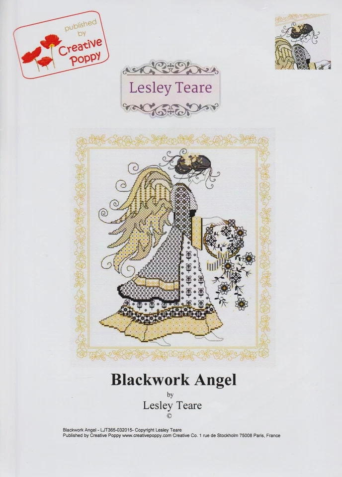 Blackwork Angel by Creative Poppy cross stitch pattern - Image 1 of 1