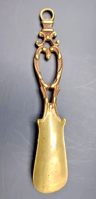 Vintage Solid Brass Ornate Shoehorn ca.1950's. 7" Long. - Image 1 of 4