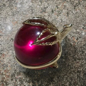 Jelly Belly leuchtende Sarah Coventry Magenta Rosa Plexiglas Apfel Kirsche Brosche/Anstecknadel - Bild 1 von 10