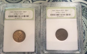 Lincoln Penny’s 2-Wheat Cents, SF Mint Slabbed,Encased Cents Circulated,INB S148 - Picture 1 of 3