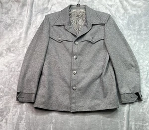Vtg 60s 70s Knack Leisure Mens 42 Jacket Coat Grey Groovy Retro Anchorman Rodeo - Picture 1 of 13