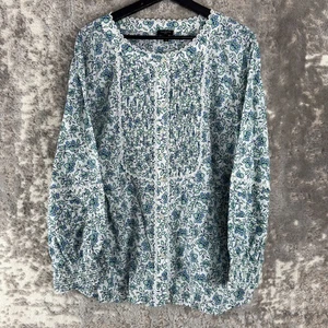 Talbots Plus Size 3X Floral Print Pleated Lace Casual Button Top Long Sleeve - Picture 1 of 8