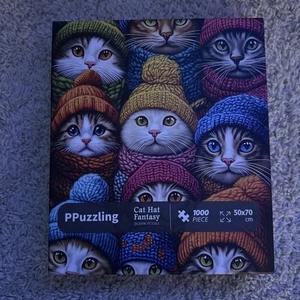 P Puzzling Jigsaw Puzzle for Adults 1000 Pieces, Cute Cat Fashion Hat. - Picture 1 of 2