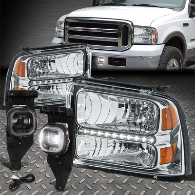 [LED DRL]PARA 05-07 FORD F250-F550 FARO CROMO/ÁMBAR + FARO ANTINIEBLA TRANSPARENTE + INTERRUPTOR Foto 1 de 4