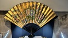 Vintage Hand Painted Oriental Folding Fan - Large Wall Hanging Art Decor 51”x36”