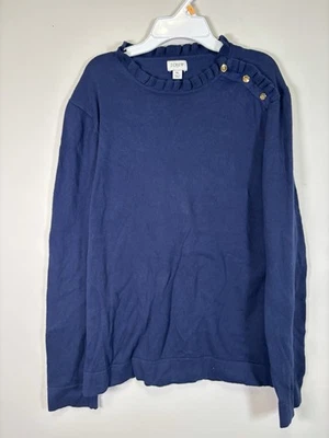 J. Suéter Crew Algodón Volantes Talla: XL Color: Antiguo Azul Marino Foto 1 de 4