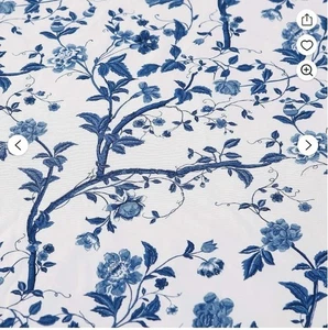 Laura Ashley blau weiß Elise Blumen Stoff Duschvorhang 72" Baumwolle Rosen NEU - Bild 1 von 7