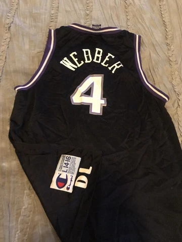 CHRIS WEBBER Sacramento KINGS Basketball CHAMPION Vintage Youth LARGE Jersey VTG Cover