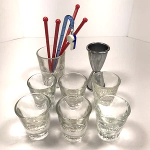 Set Bicchieri Shot Conici Fondo Spessore Whisky Bevande Miste Agitatori e SS 2 Lati - Foto 1 di 8
