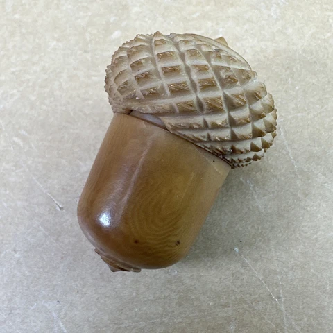 Antique Acorn Carved  Resin Material Sewing Thimble Case - See Description Plz Cover