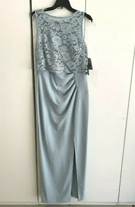 NEW! MARINA 264984 Sleeveless Crochet Lace Gown Dress, 4 8 10 - Blue - $179 - Picture 1 of 10
