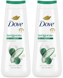 Dove Invigorate Aloe + Eucalyptus Oil 24HR Renewing Body Wash 20oz - Pack of 2 - Picture 1 of 1