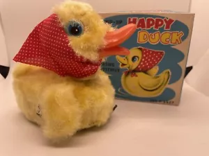 VINTAGE 1950'S WIND UP HAPPY DUCK BOXED ~ MADE JAPAN ~ WORKING ~ "RARE" - Picture 1 of 12