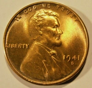 1941 D Lincoln Cent - BU,  Red to Red/Brown  - Picture 1 of 10