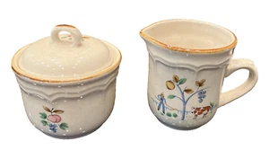 Crema Heartland de gres internacional vintage y azucarero cubierto floral - Imagen 1 de 6