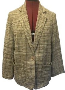 MAX STUDIO Womens Medium 1 Button jacket Black Tan Blazer W/Pockets NWT-360 - Picture 1 of 12