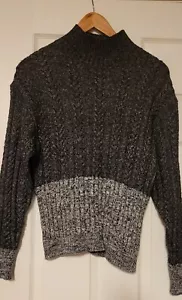 Herrlich gestreifter Baumwollmischung Pullover Wasserfallausschnitt Damengröße Small grau schwarz - Bild 1 von 6