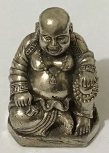 White Metal Gold/Silver Statue, Laughing Buddha, Home Decor, Nepal, S-15, New - Picture 1 of 2