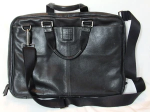 Maletín Mensajero Boconi Cuero Negro Guijarro Caído Estuche para Laptop Usado en Excelente Condición - Imagen 1 de 14